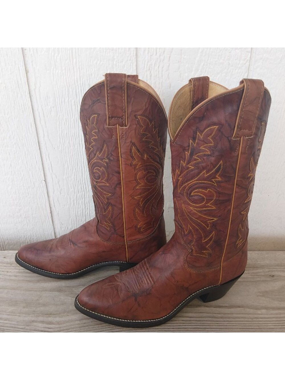 Justin Classic Womens Chestnut Marbled Deerlite Leather Western Boots 8 B L4562